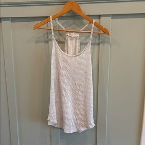 🤍 Athleta Modal Breezy Tank Top | White w/ Grey Stripes | Women’s Small |